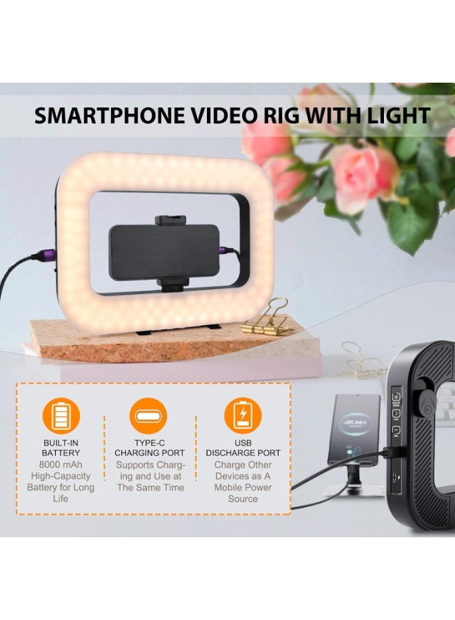 نومادو  إضاءة ملء التصوير، إضاءة حلقية محمولة، حامل فيديو للهواتف الذكية مزود بإضاءة، إضاءة سيلفي LED للمكياج، إضاءة LED محمولة بقوة ٢٠ واط، بطارية شحن مدمجة ٨٠٠٠ مللي أمبير/ساعة، حامل ثلاثي للأحذية الباردة بمسامير لولبية ١/٤ بوصة، إضاءة ملء الإضاءة للهواتف الذكية، الكاميرات، البث المباشر على تيك توك، التدوين على يوتيوب، تصوير المكياج - Image 3