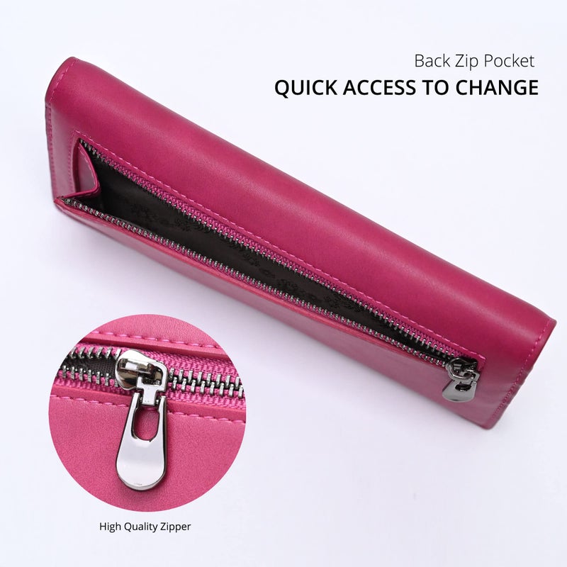Alldaily Ultra Slim Thin Women Wallet RFID Blocking Credit Card Holder Bifold Long Ladies Billfold (Fuchsia Purple) - Image 4