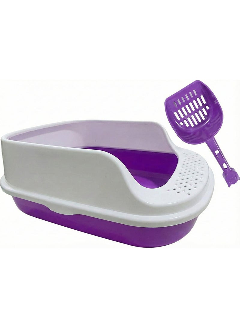 Premium Cat Litter Box with Scoop(PURPLE) & Magic Knot Ball for cats & Stainless Steel Pet Food & Water Bowl with Non-Slip Rubber Bundle - Image 2