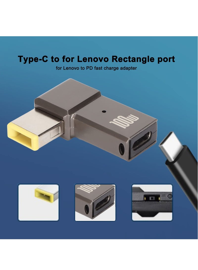 USB C to Slim Tip Adapter Portable 100W 5A PD Fast Charging Converter Adapter Trigger Converter Zinc Alloy Right Angle L Shape USB Type C PD Adapter Compatible with Lenovo Yoga ThinkPad Series - Image 4