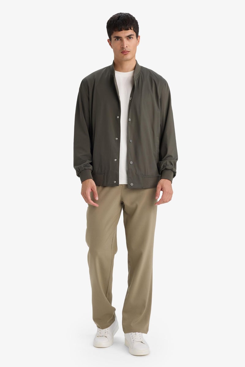 DeFacto Green Man Slim Fit Lined Snap Button Jacket Casual - Image 5