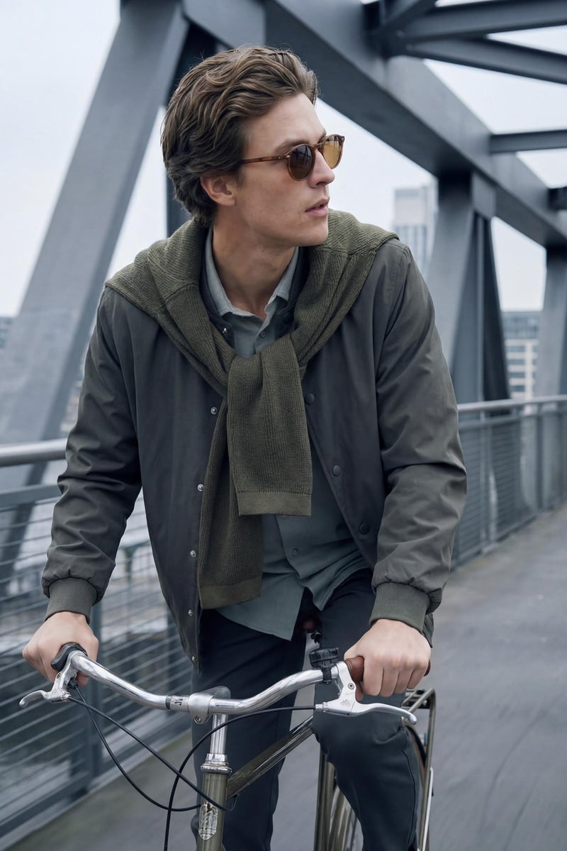 DeFacto Green Man Slim Fit Lined Snap Button Jacket Casual - Image 3