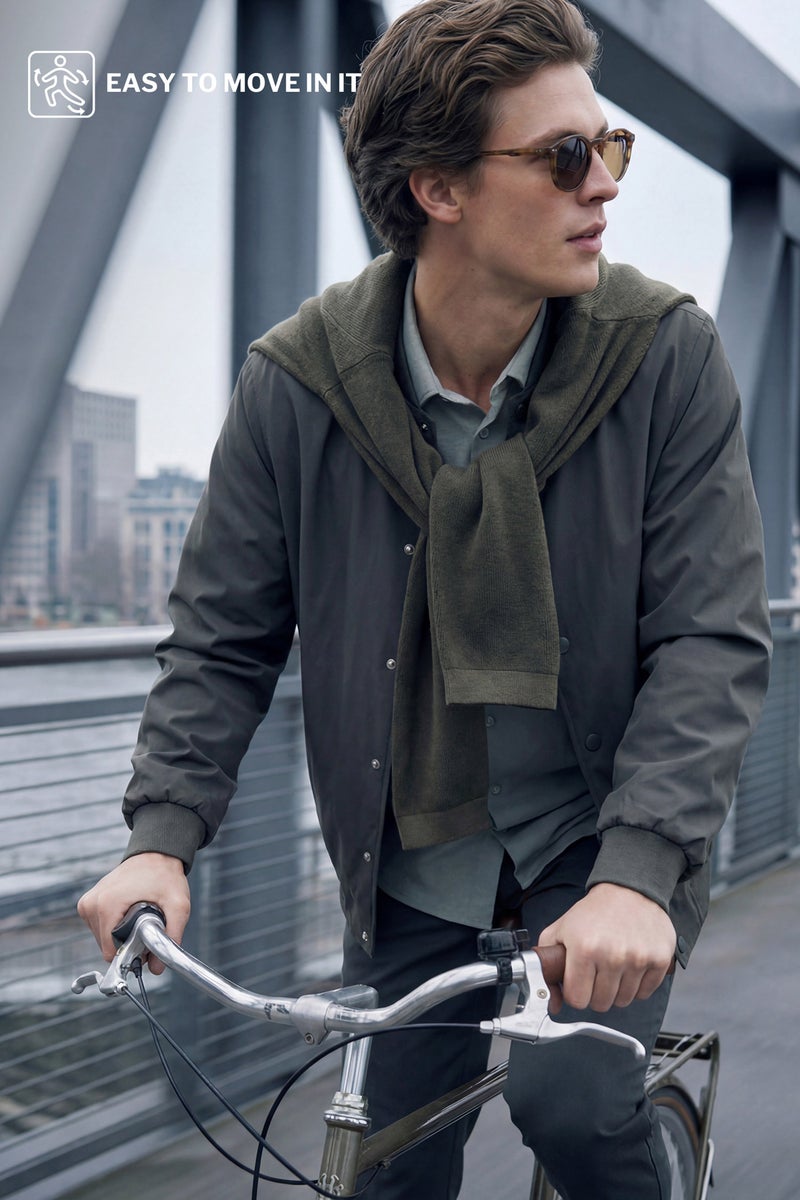 DeFacto Green Man Slim Fit Lined Snap Button Jacket Casual - Image 1