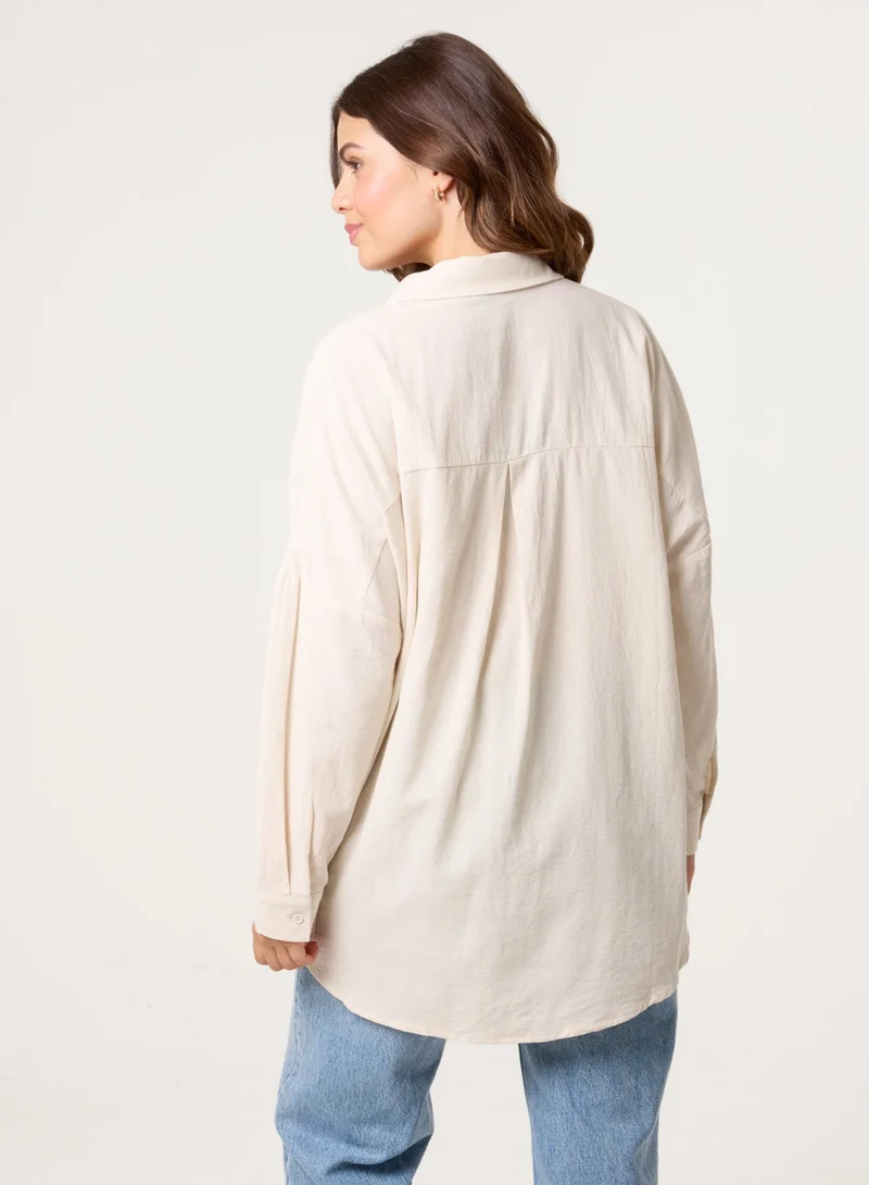 Blue Vanilla Shirt With Golden Palm Trees