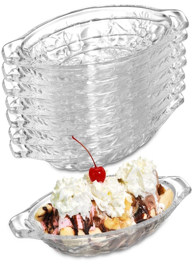 SOUJOY 8 Pack Banana Split Dish Boat, 8oz Acrylic Ice Cream Splits Plate, Clear Sundae Serving Bowl for Banana Split, Ice Cream, Fruits, Yogurt, Brownies, Snack - Image 1