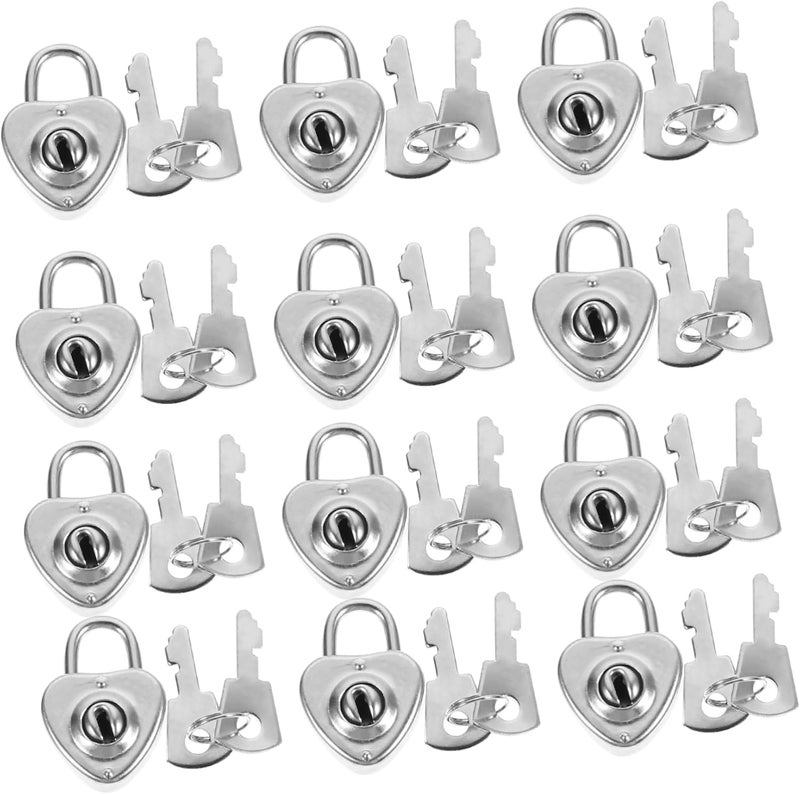 Uonlytech 12pcs Heart Shape Padlocks Mini Cabinet Locks with Keys Versatile Rustproof Luggage Security Locks for Suitcases and Toolboxes - Image 1