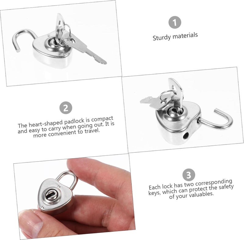 Uonlytech 12pcs Heart Shape Padlocks Mini Cabinet Locks with Keys Versatile Rustproof Luggage Security Locks for Suitcases and Toolboxes - Image 3