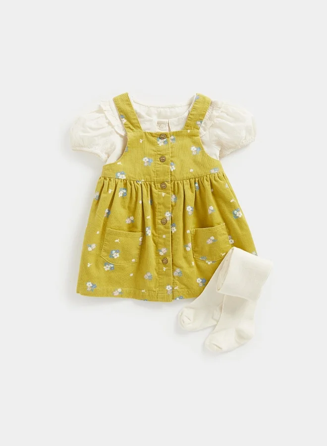 مذركير Cord Pinny Dress  Blouse and Tights Set