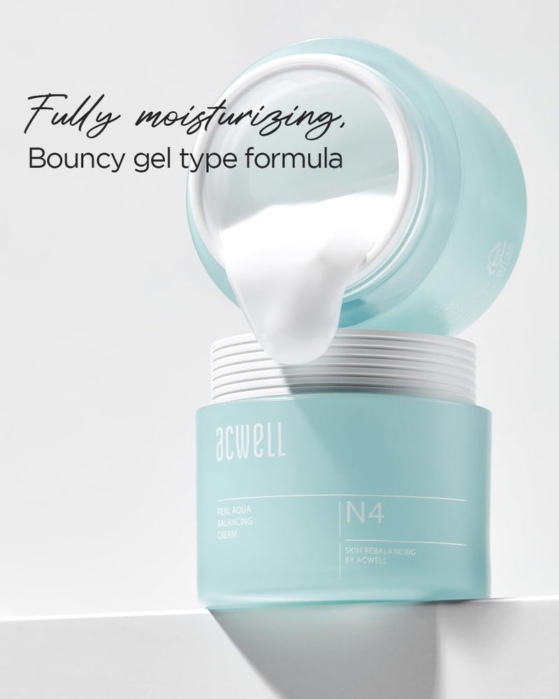 ACWELL Real Aqua Balancing Cream 1.69 fl.oz. - Moisturizing pH Balancing Face Cream, Soothing Skin Troubles and Redness for Sensitive Skin, Refreshing Gel Moisturizer, Improving Skin Texture - Image 4