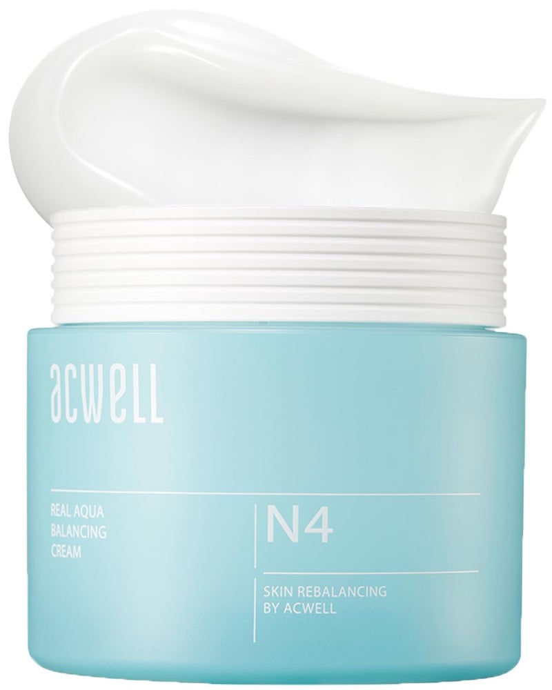 ACWELL Real Aqua Balancing Cream 1.69 fl.oz. - Moisturizing pH Balancing Face Cream, Soothing Skin Troubles and Redness for Sensitive Skin, Refreshing Gel Moisturizer, Improving Skin Texture - Image 1