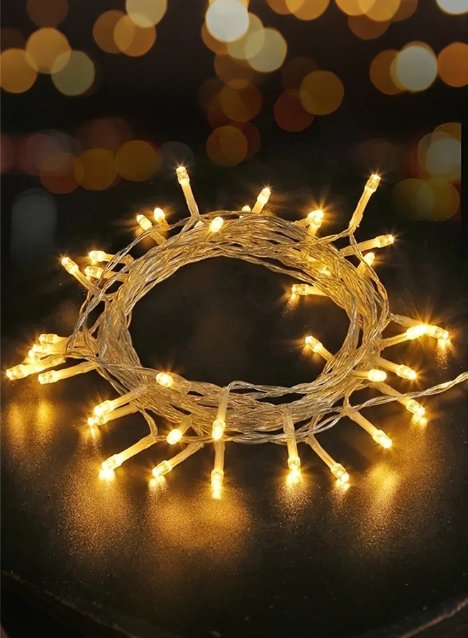Warm White LED String Lights - 10m 80 LEDs, Waterproof & 2 Modes (Steady+Twinkle) - Battery Powered Fairy Lights for Wedding/Party - Image 1