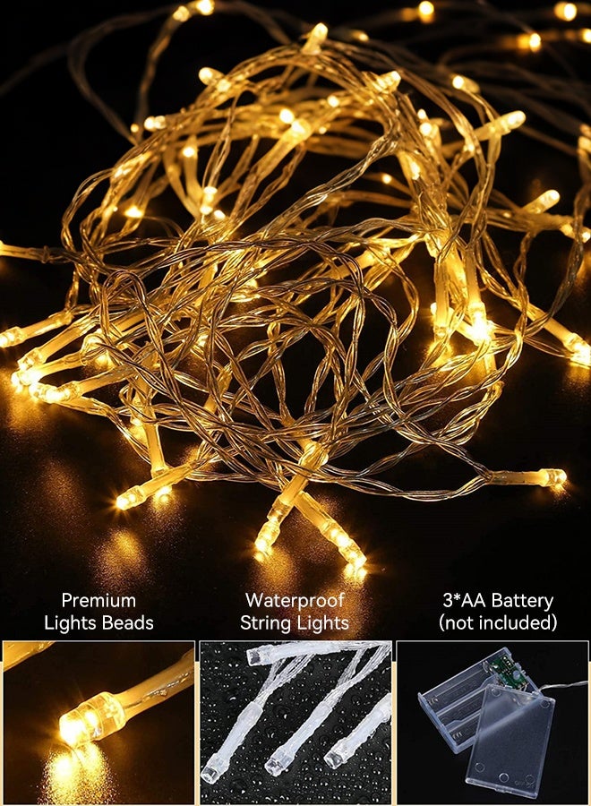 Warm White LED String Lights - 10m 80 LEDs, Waterproof & 2 Modes (Steady+Twinkle) - Battery Powered Fairy Lights for Wedding/Party - Image 4