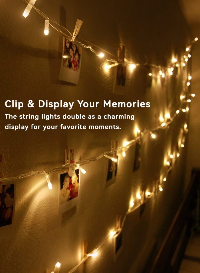 Warm White LED String Lights - 10m 80 LEDs, Waterproof & 2 Modes (Steady+Twinkle) - Battery Powered Fairy Lights for Wedding/Party - Image 2