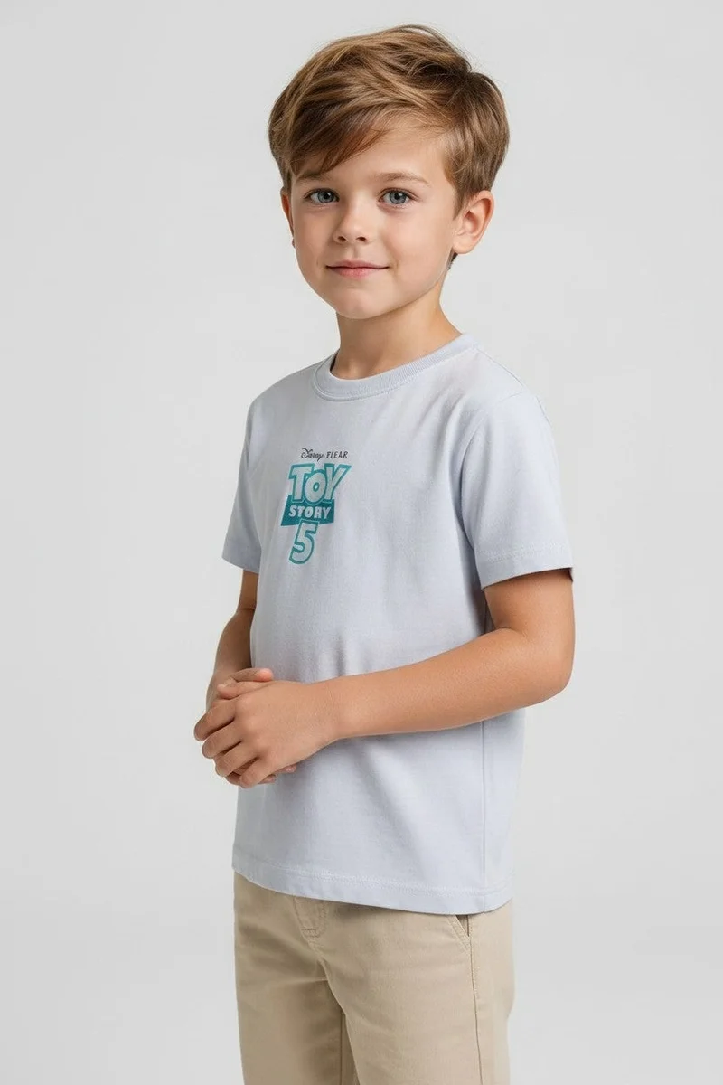 او في اس OVS Grey Pure Cotton Toy Story Graphic T-Shirt For Boys