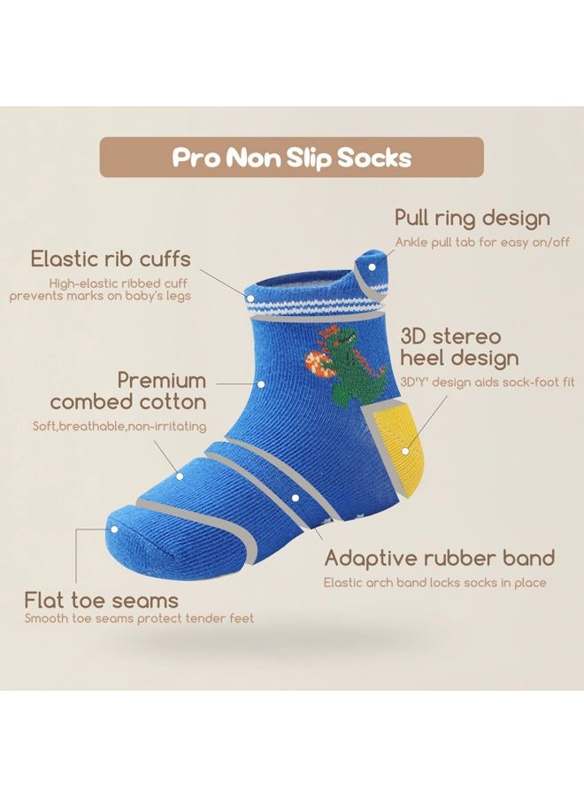 Aroveea Toddler Socks Non Slip Grip Baby Socks 10/12 Pack for Toddler Boys Girls Kids Socks,Cute Cotton Baby Socks, Cartoon2, 3-5 years - Image 4