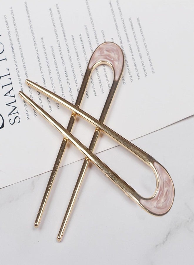 BIG BOX 2 pcs Classical Metal U Shaped Hairpin Vintage Hair Sticks Hair Fork Pins 2 Prong Updo Chignon Pins Hair Accessory for Women Girls Hairstyles - Image 2