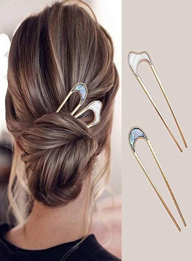 BIG BOX 2 pcs Classical Metal U Shaped Hairpin Vintage Hair Sticks Hair Fork Pins 2 Prong Updo Chignon Pins Hair Accessory for Women Girls Hairstyles - Image 5