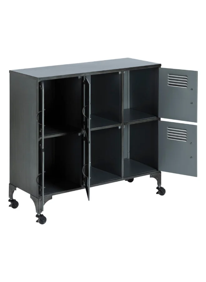 atmosphera Sevin 6-Door Elegant Design Wheeled Cabinet Dark Grey 89 x 36 x 90 cm 156985