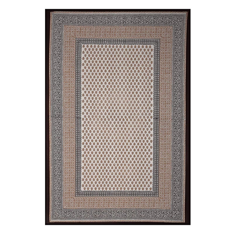 Texstylers Brown Pure Cotton 200 TC Jaipuri Print 60 x 90 Inches Single Bed Sheet Black - Image 2