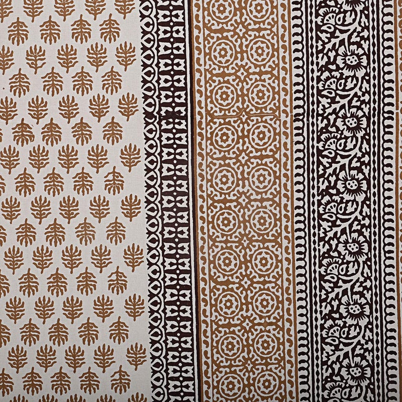 Texstylers Brown Pure Cotton 200 TC Jaipuri Print 60 x 90 Inches Single Bed Sheet Black - Image 3
