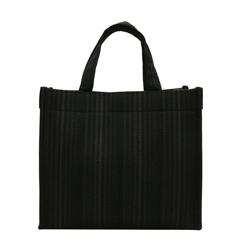 Personalized Name Outgoing Handbag Simple Large Capacity Tote Bag Fashion Striped Canvas - Image 1