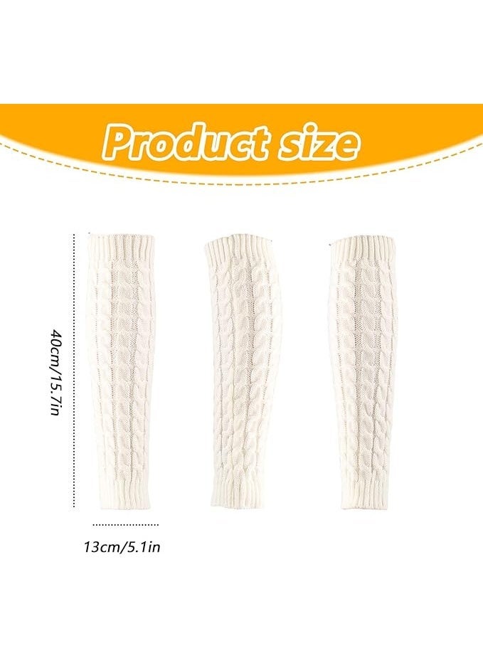 Elandy Knit Winter Thermal Warm Leg Warmers-Long Socks Boot Cuffs Topper Legging Pads For Women Lady Girls Best Xmas Gift (White) - Image 4