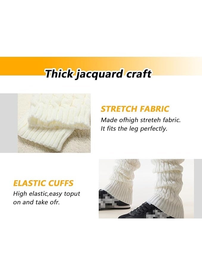 Elandy Knit Winter Thermal Warm Leg Warmers-Long Socks Boot Cuffs Topper Legging Pads For Women Lady Girls Best Xmas Gift (White) - Image 2