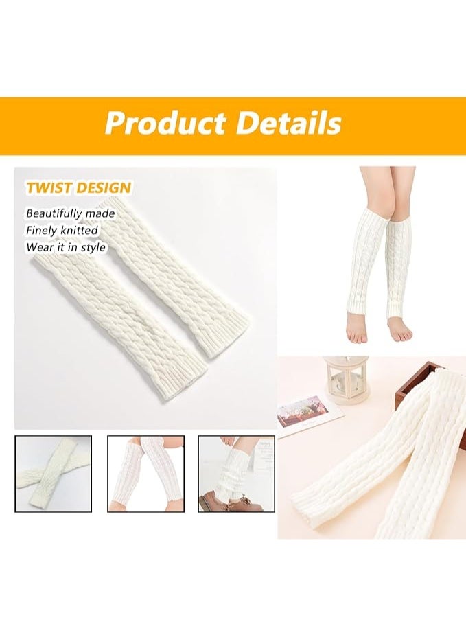 Elandy Knit Winter Thermal Warm Leg Warmers-Long Socks Boot Cuffs Topper Legging Pads For Women Lady Girls Best Xmas Gift (White) - Image 3