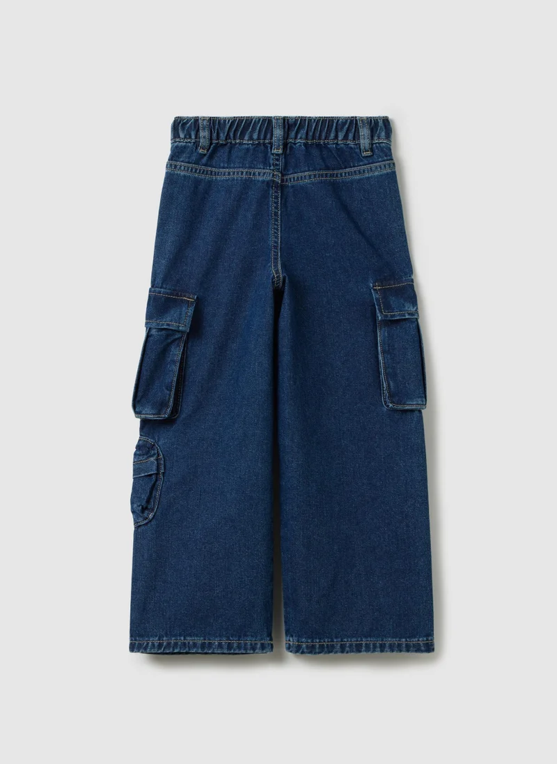 او في اس GIRL'S JEANS IN PURE COTTON DENIM REGULAR FIT