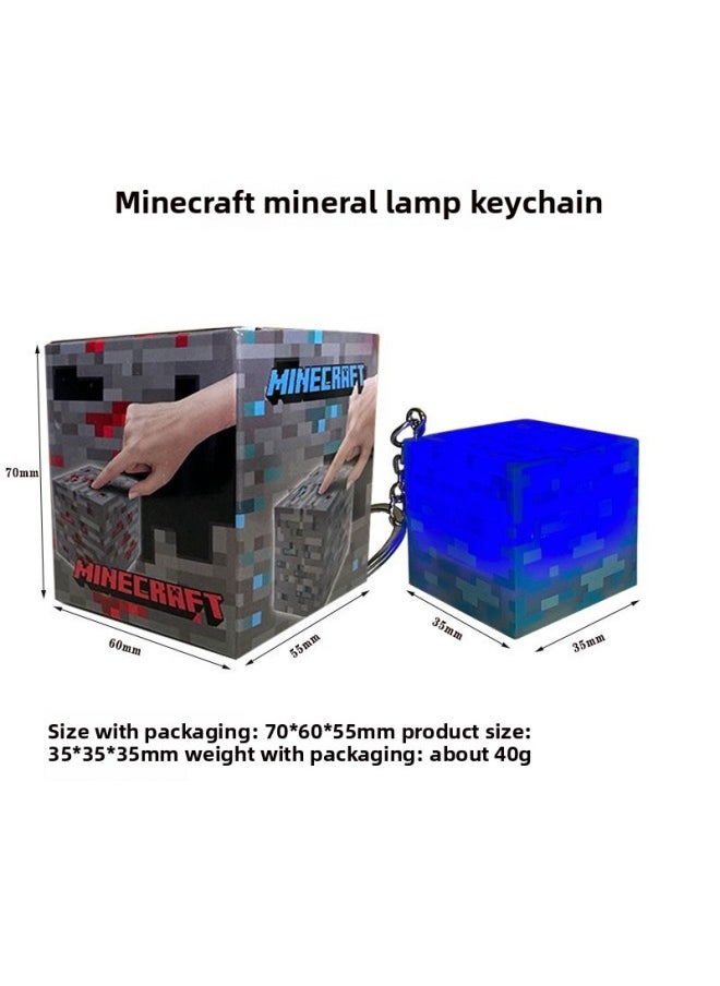 Minecraft Game Torch Lamp Mineral Color Changing Led Atmosphere Night Light Decoration Gift Small Size-Color:Blue Miner's Lamp Keychain Pendant  - Image 1