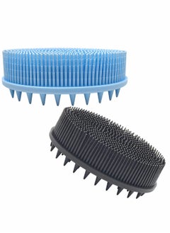 Upgrade 2 in 1 Bath and Shampoo Brush Silicone Body Scrubber for Use Shower Exfoliating Premium Loofah Head Scrubber Scalp Massager Brush Wet Dry Easy to Clean