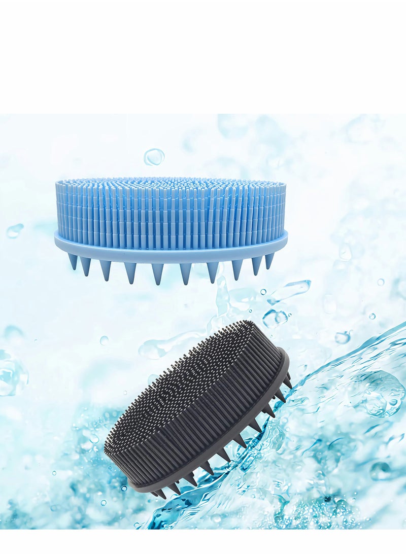 SYOSI - Upgrade 2 in 1 Bath and Shampoo Brush Silicone Body Scrubber for Use Shower Exfoliating Premium Loofah Head Scrubber Scalp Massager Brush Wet Dry Easy to Clean - Image 1
