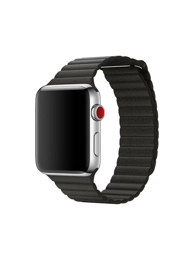 إيف سوار ساعة أبل 42 ملم / 44 ملم / 45 ملم سوار جلد أسود