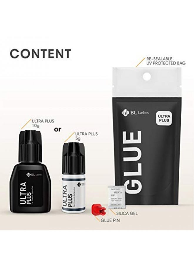 Ultra Plus BL Blink Lash EXTRA STRONG eyelash extension glue 10ml | Black, thin, Fast drying - Professional’s choice for eyelash extension supplies 10g