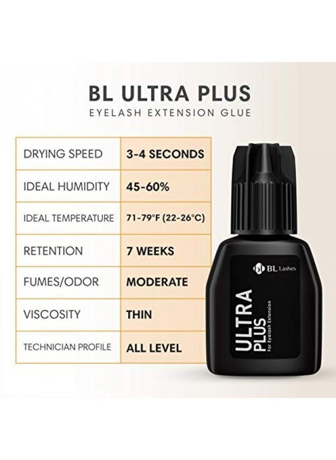 Ultra Plus BL Blink Lash EXTRA STRONG eyelash extension glue 10ml | Black, thin, Fast drying - Professional’s choice for eyelash extension supplies 10g