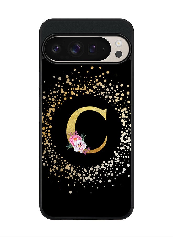 Stylizedd For Google Pixel 9 Pro XL Case,Slim fit Camera Protection, Shockproof Thin Phone cover - Custom Monogram Floral - C ( Black )  - Image 1