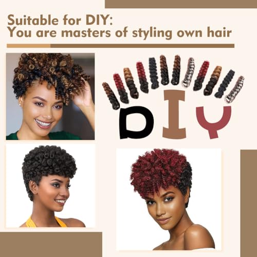 MIMAN 3 Packs 10 Inch Short Curly Crochet Hair Braiding 8MM Spiral Curls Crochet Braids Synthetic Hair Extension for Black Women DIY Mohawk Afro Braided Hairstyle (Black to Brown #1B/30) - Image 5