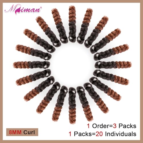 MIMAN 3 Packs 10 Inch Short Curly Crochet Hair Braiding 8MM Spiral Curls Crochet Braids Synthetic Hair Extension for Black Women DIY Mohawk Afro Braided Hairstyle (Black to Brown #1B/30) - Image 4