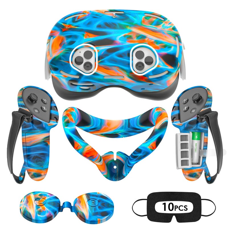 Rechale Silicone Cover Set Compatible with Oculus/Meta Quest 3S, VR Accessories for Meta Quest 3S, Protective Cover Set Includes Controller Grip Cover, Face Cover, VR Shell Cover (Aurora) - Image 1