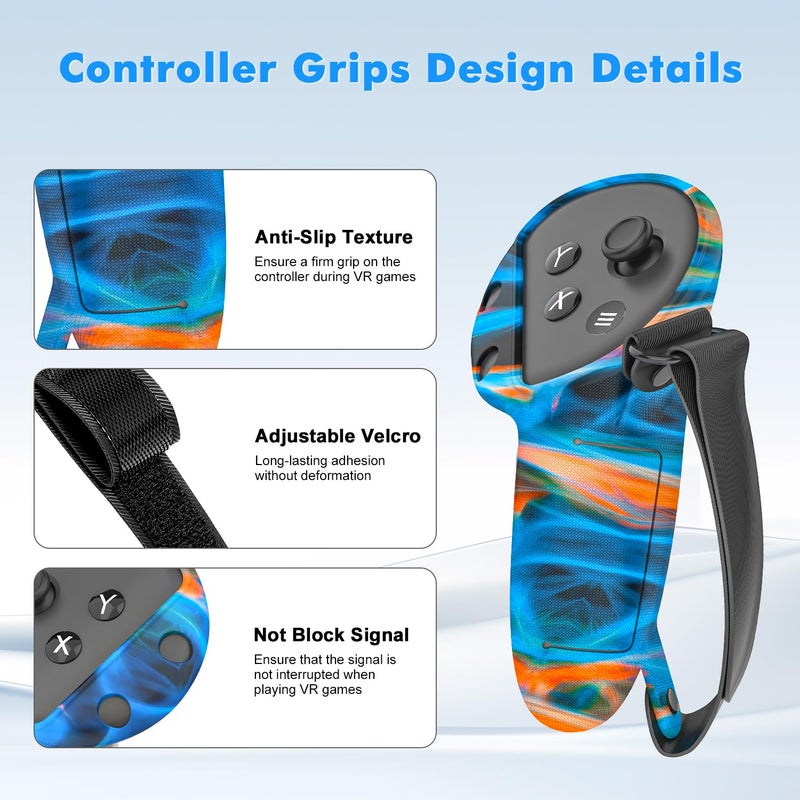 Rechale Silicone Cover Set Compatible with Oculus/Meta Quest 3S, VR Accessories for Meta Quest 3S, Protective Cover Set Includes Controller Grip Cover, Face Cover, VR Shell Cover (Aurora) - Image 3