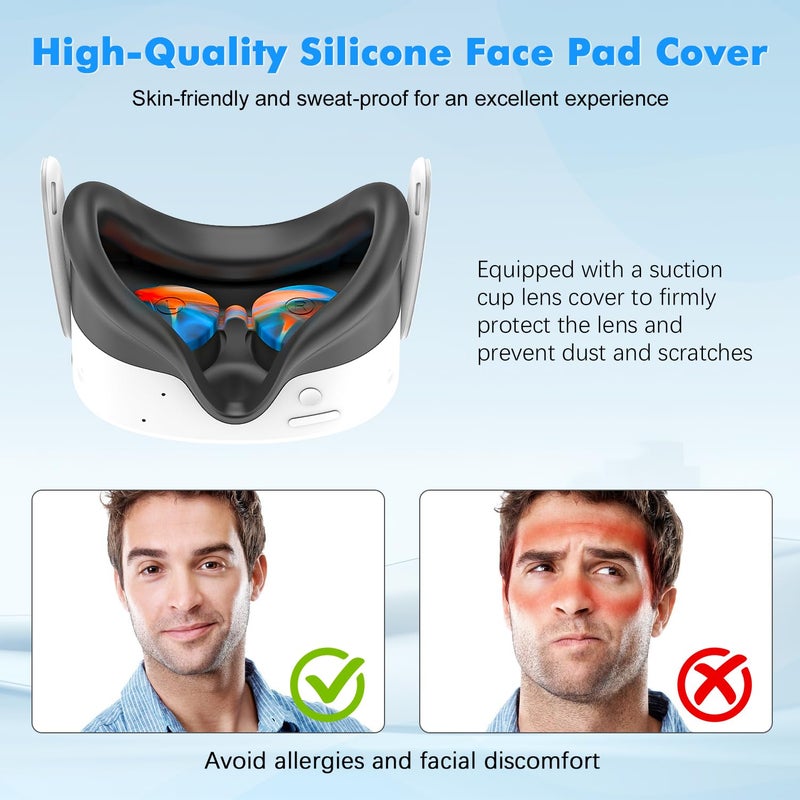 Rechale Silicone Cover Set Compatible with Oculus/Meta Quest 3S, VR Accessories for Meta Quest 3S, Protective Cover Set Includes Controller Grip Cover, Face Cover, VR Shell Cover (Aurora) - Image 4