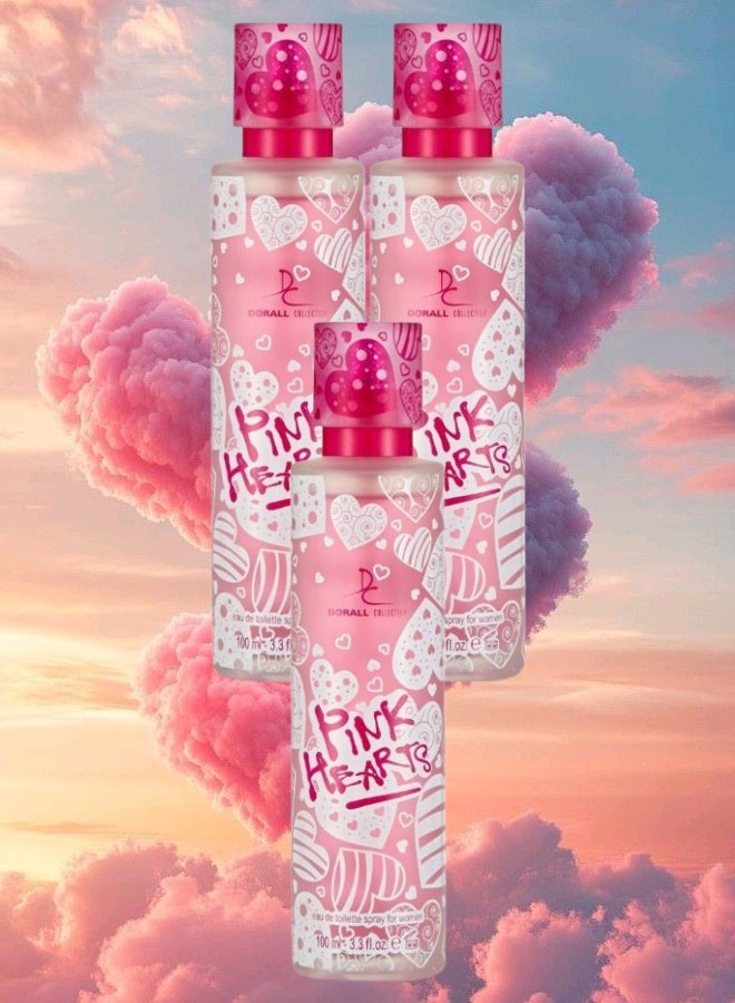 DORALL COLLECTION 3 Pieces Pink Hearts Perfume 100ML - Image 1