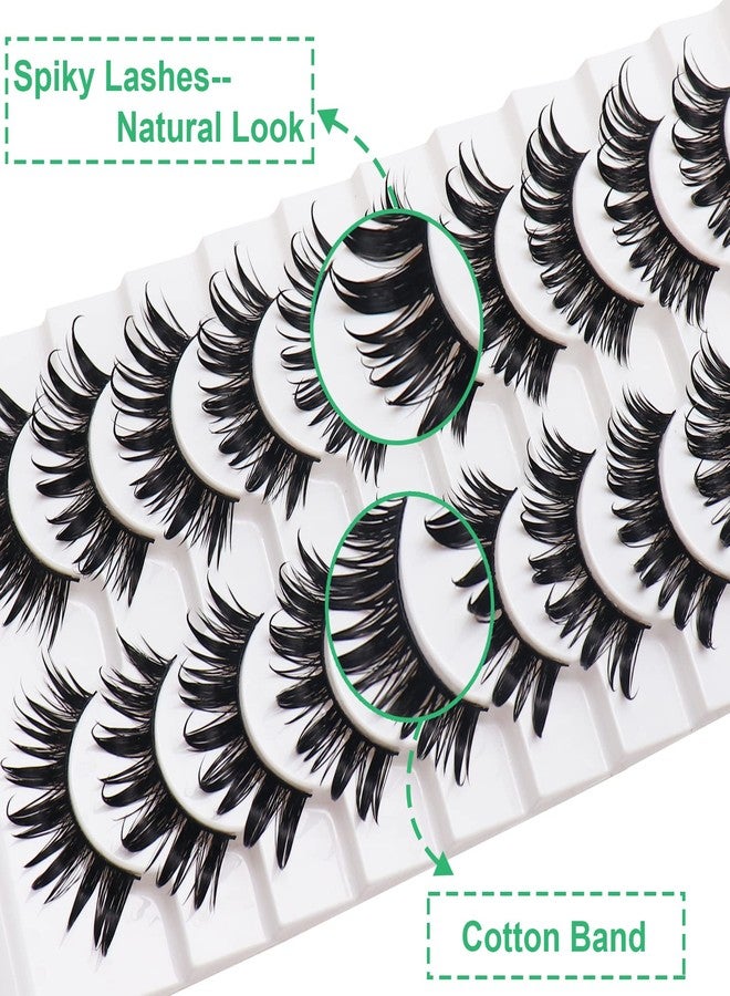 Losha False Eyelashes Spiky Manga Lashes Natural Look 20mm Fluffy Anime Wet Look Lashes 10 Pairs Fake Eyelashes Pack for Cosplay (03) - Image 2