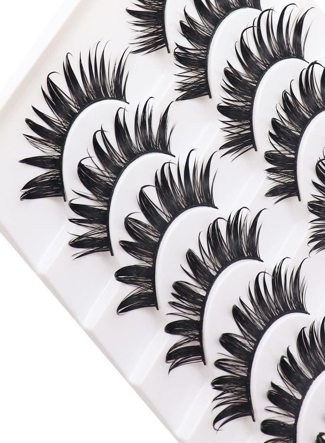 Losha False Eyelashes Spiky Manga Lashes Natural Look 20mm Fluffy Anime Wet Look Lashes 10 Pairs Fake Eyelashes Pack for Cosplay (03) - Image 3