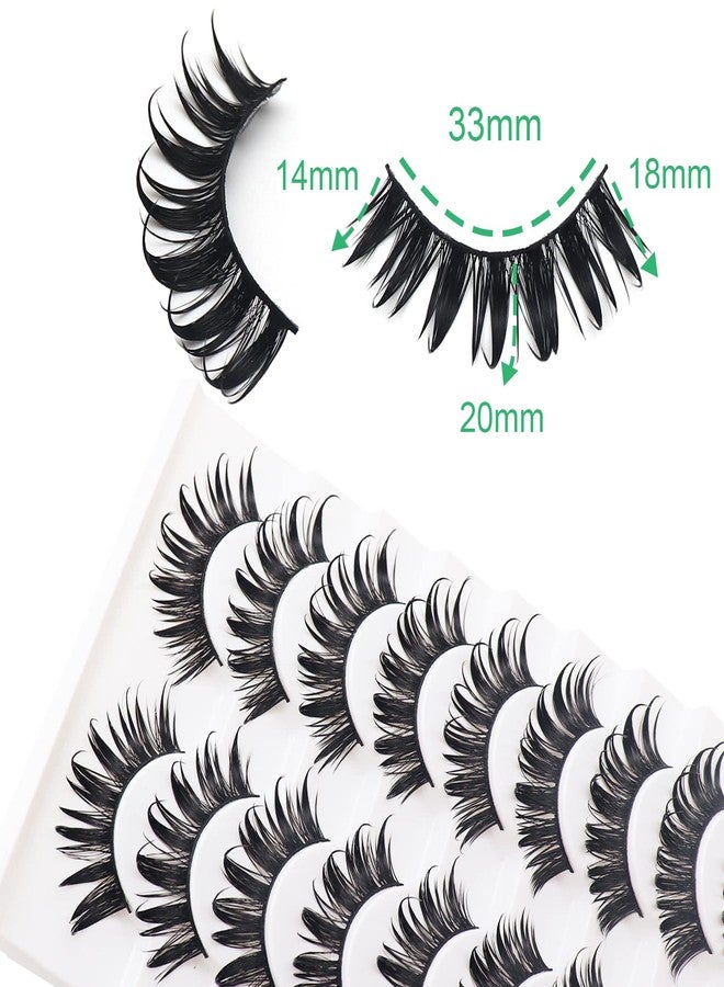 Losha False Eyelashes Spiky Manga Lashes Natural Look 20mm Fluffy Anime Wet Look Lashes 10 Pairs Fake Eyelashes Pack for Cosplay (03) - Image 5