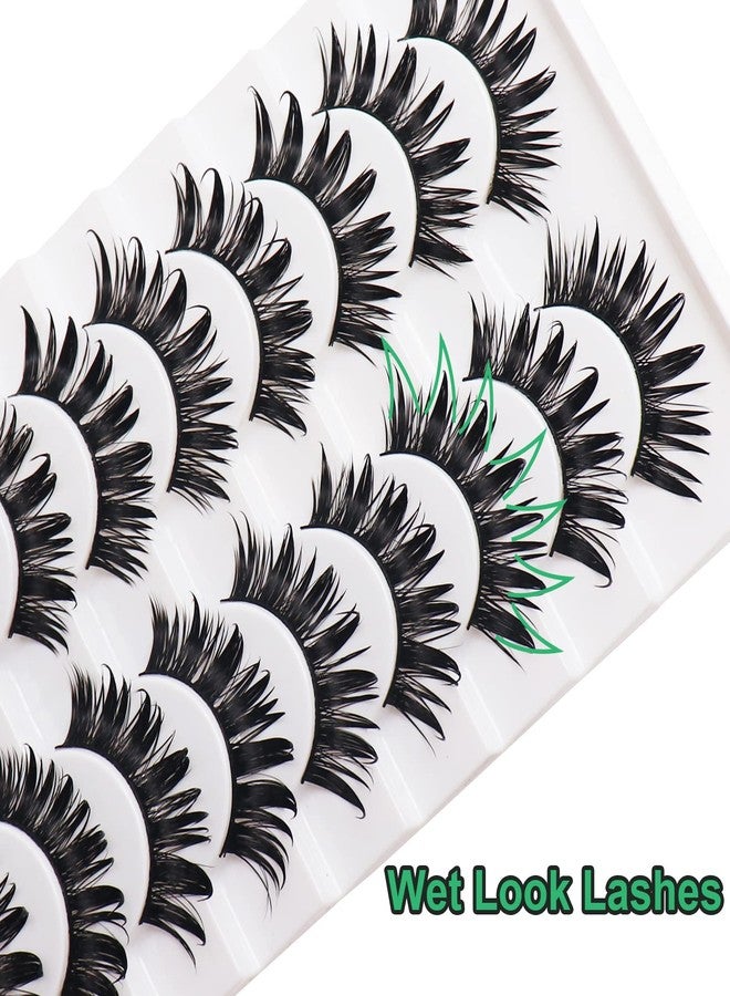 Losha False Eyelashes Spiky Manga Lashes Natural Look 20mm Fluffy Anime Wet Look Lashes 10 Pairs Fake Eyelashes Pack for Cosplay (03) - Image 4