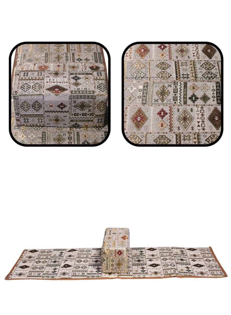 بن عمار فرشة تخييم ارضية مع مركى من القماش عالي الجودة - رمادي متعددة الالوان -  (200x65x25سم) - Image 1
