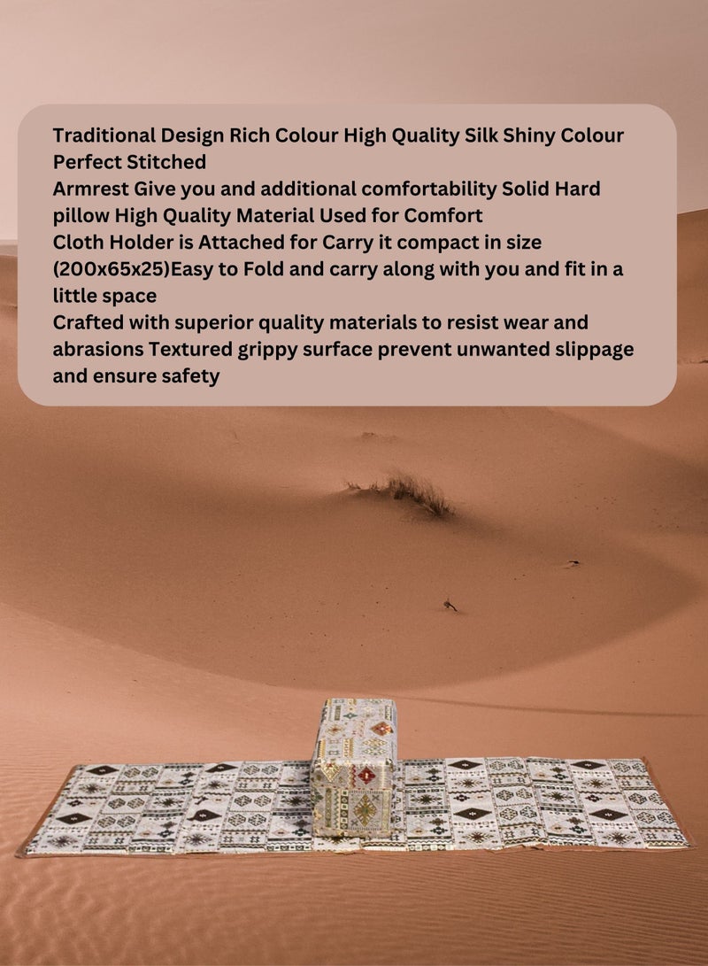 بن عمار فرشة تخييم ارضية مع مركى من القماش عالي الجودة - رمادي متعددة الالوان -  (200x65x25سم) - Image 3