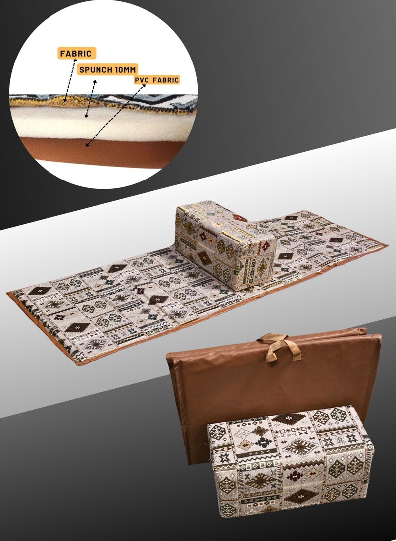 بن عمار فرشة تخييم ارضية مع مركى من القماش عالي الجودة - رمادي متعددة الالوان -  (200x65x25سم) - Image 4