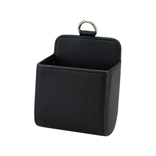 UHANBUT Car Vent Storage Bag, PU Leather Automotive Dashboard Organizer Pocket with Hook, Portable Vehicle Hanging Storage Pouch for Key, Coin, Cell Phone, Sunglasses (Black) - Image 1